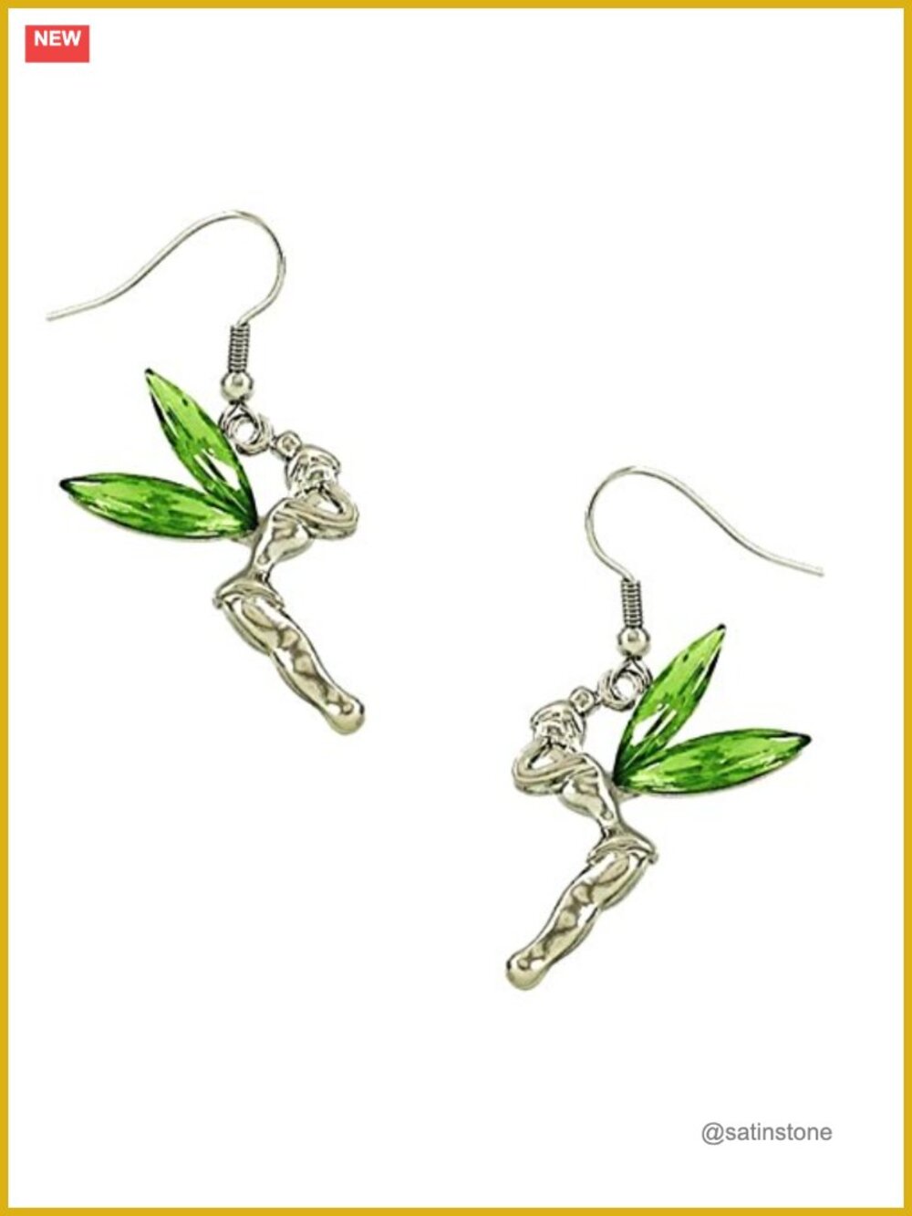 Fairy Tinkerbell Crystal Wing Drop Dangle Earrings Gift Boxed